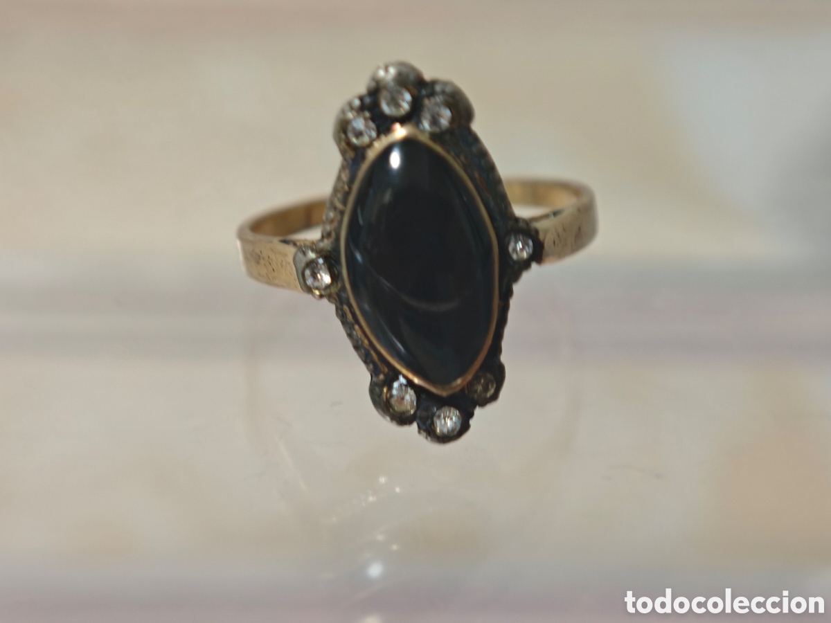 Joyeria: Amigo anillo antiguo en plata de ley piedra On&iacute;s y circonitas