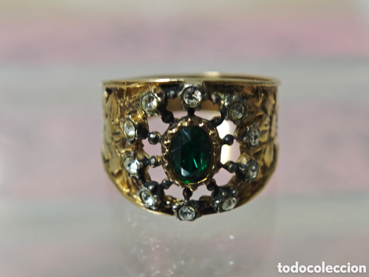 Joyeria: Anillo antiguo isabelino en plata de dorada 18 k