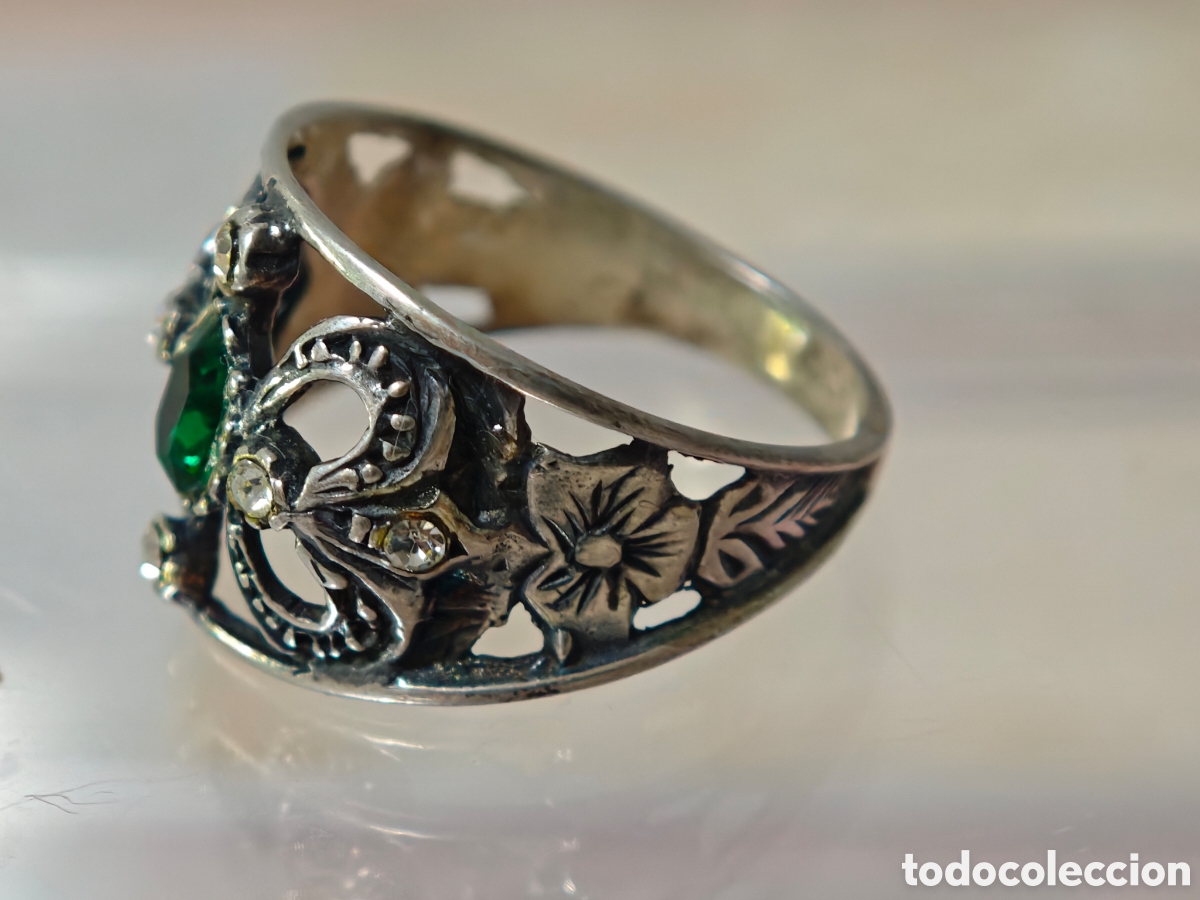 Joyeria: Anillo antiguo estilo isabelino plata de ley - Foto 2