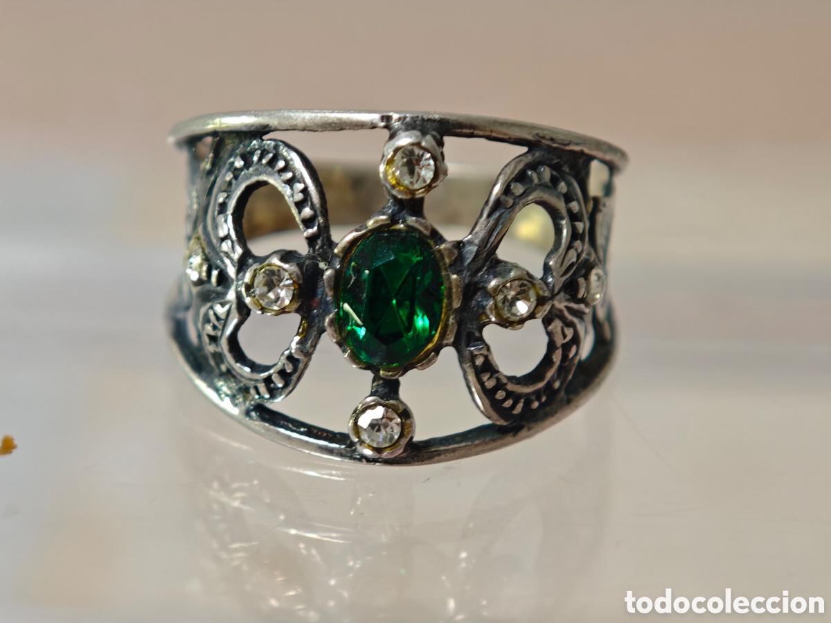 Joyeria: Anillo antiguo estilo isabelino plata de ley