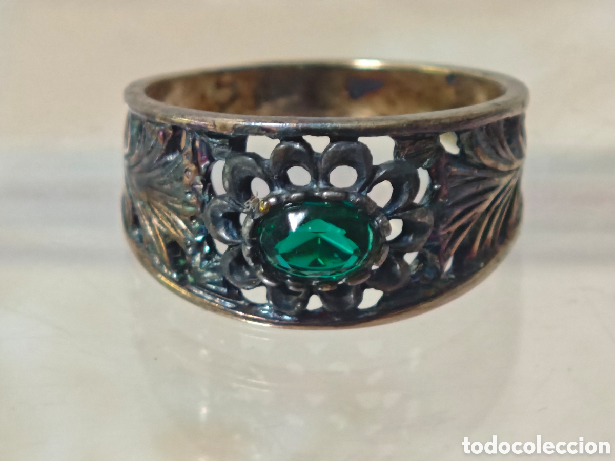 Joyeria: Anillo antiguo estilo isabelino en plata dorada