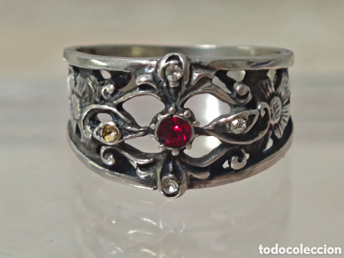 Joyeria: Precioso anillo antiguo isabelino en plata de ley