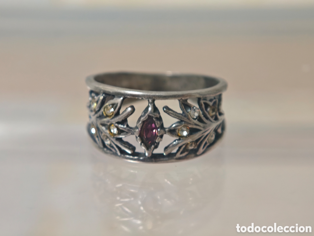 Joyeria: Anillo antiguo en plata de ley amatista - Foto 2