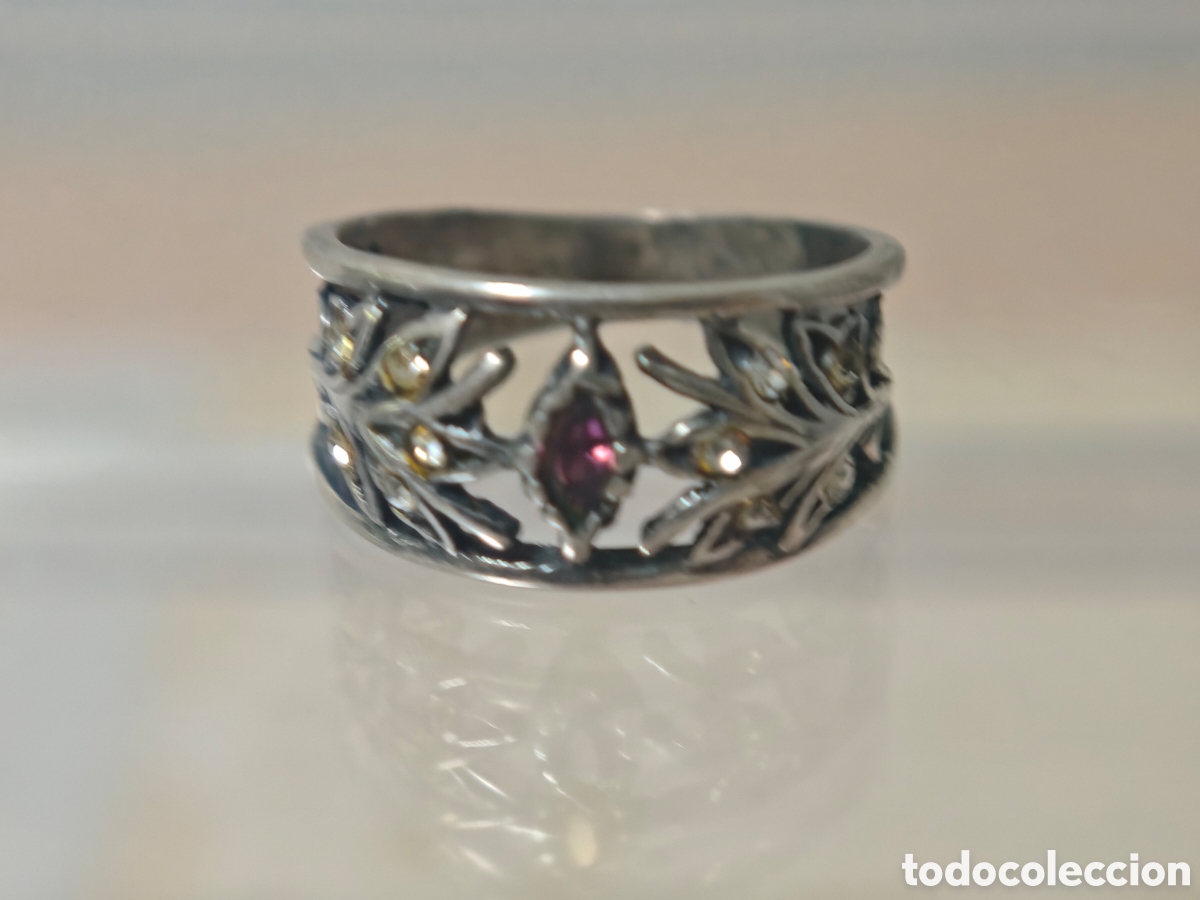 Joyeria: Anillo antiguo en plata de ley amatista - Foto 3