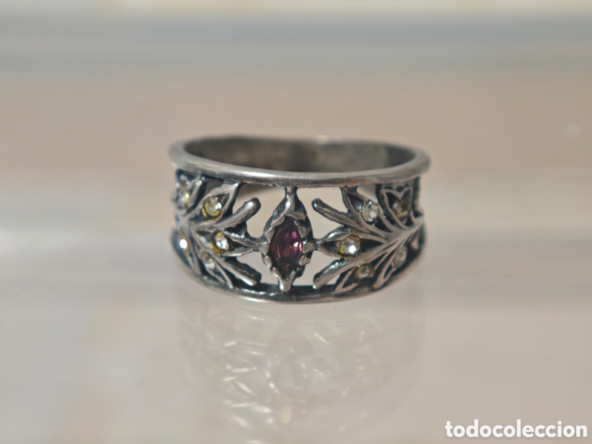 Joyeria: Anillo antiguo en plata de ley amatista - Foto 4