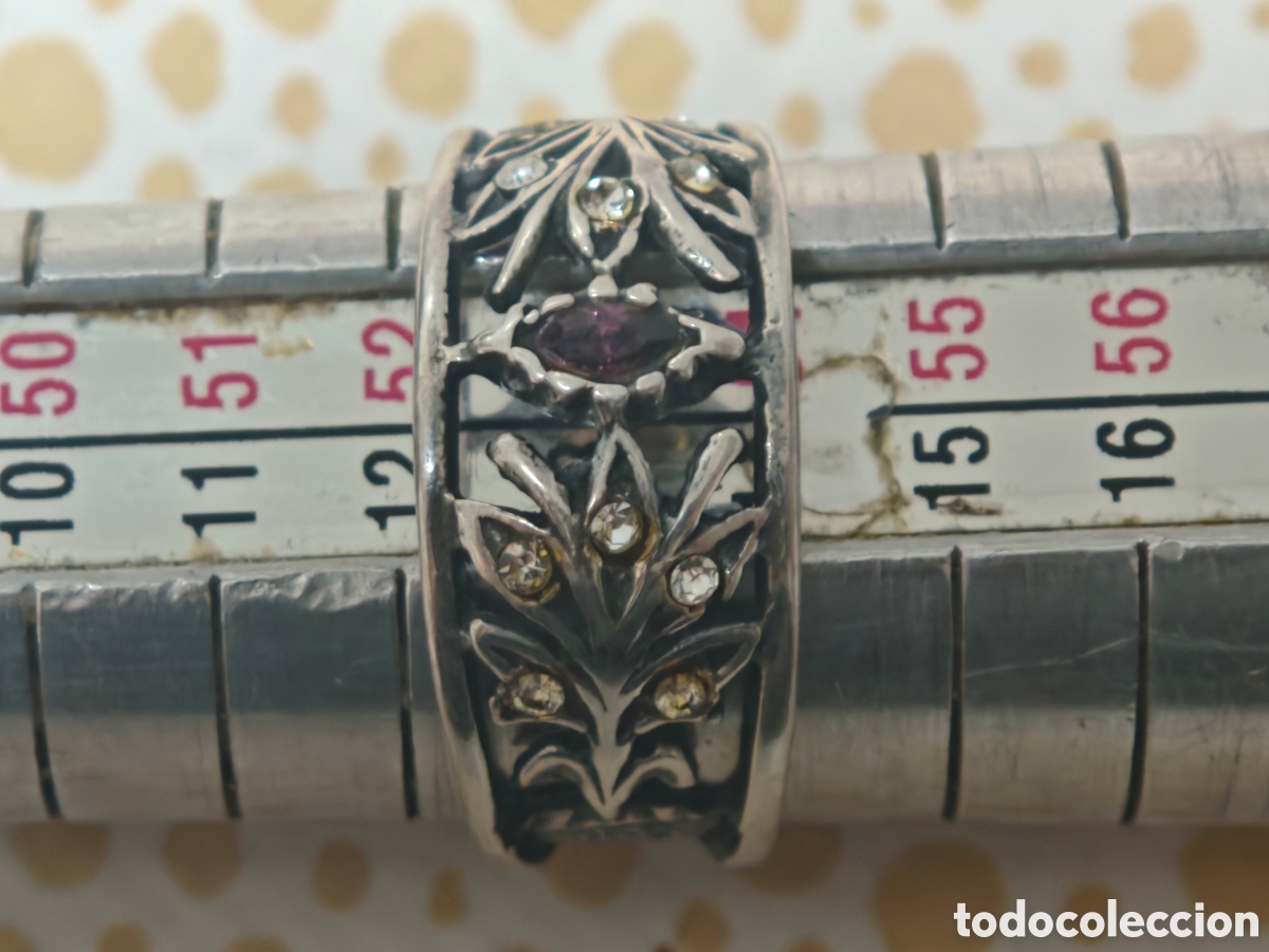Joyeria: Anillo antiguo en plata de ley amatista - Foto 7