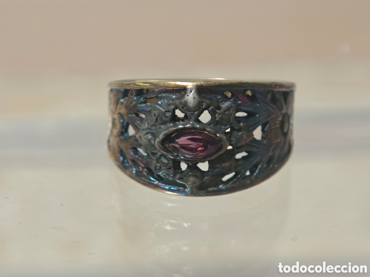 Joyeria: Anillo antiguo estilo isabelino en plata - Foto 2