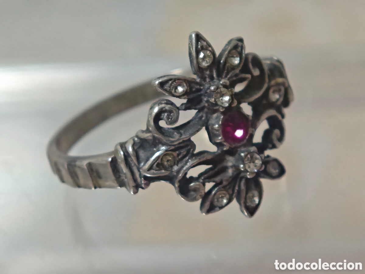 Joyeria: Anillo antiguo estilo isabelino plata de ley - Foto 9