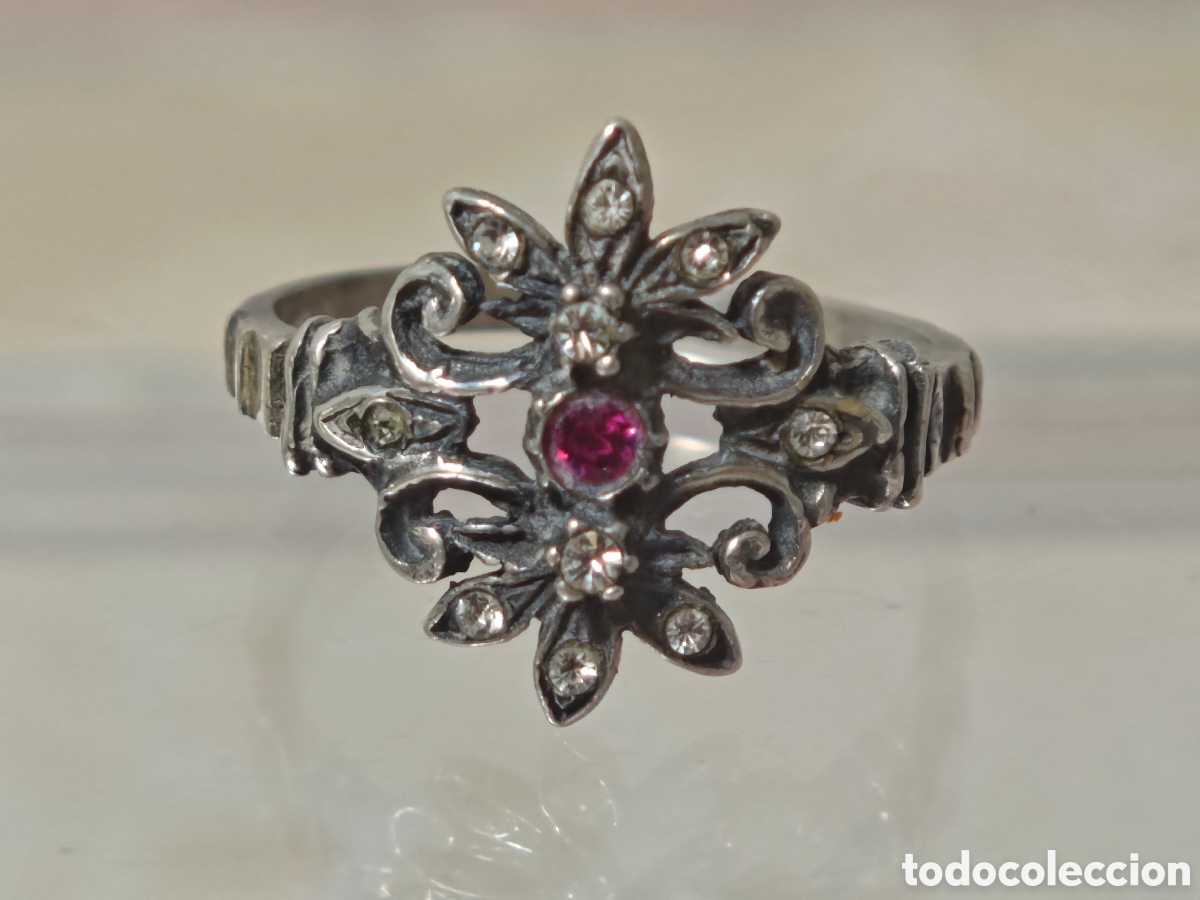 Joyeria: Anillo antiguo estilo isabelino plata de ley