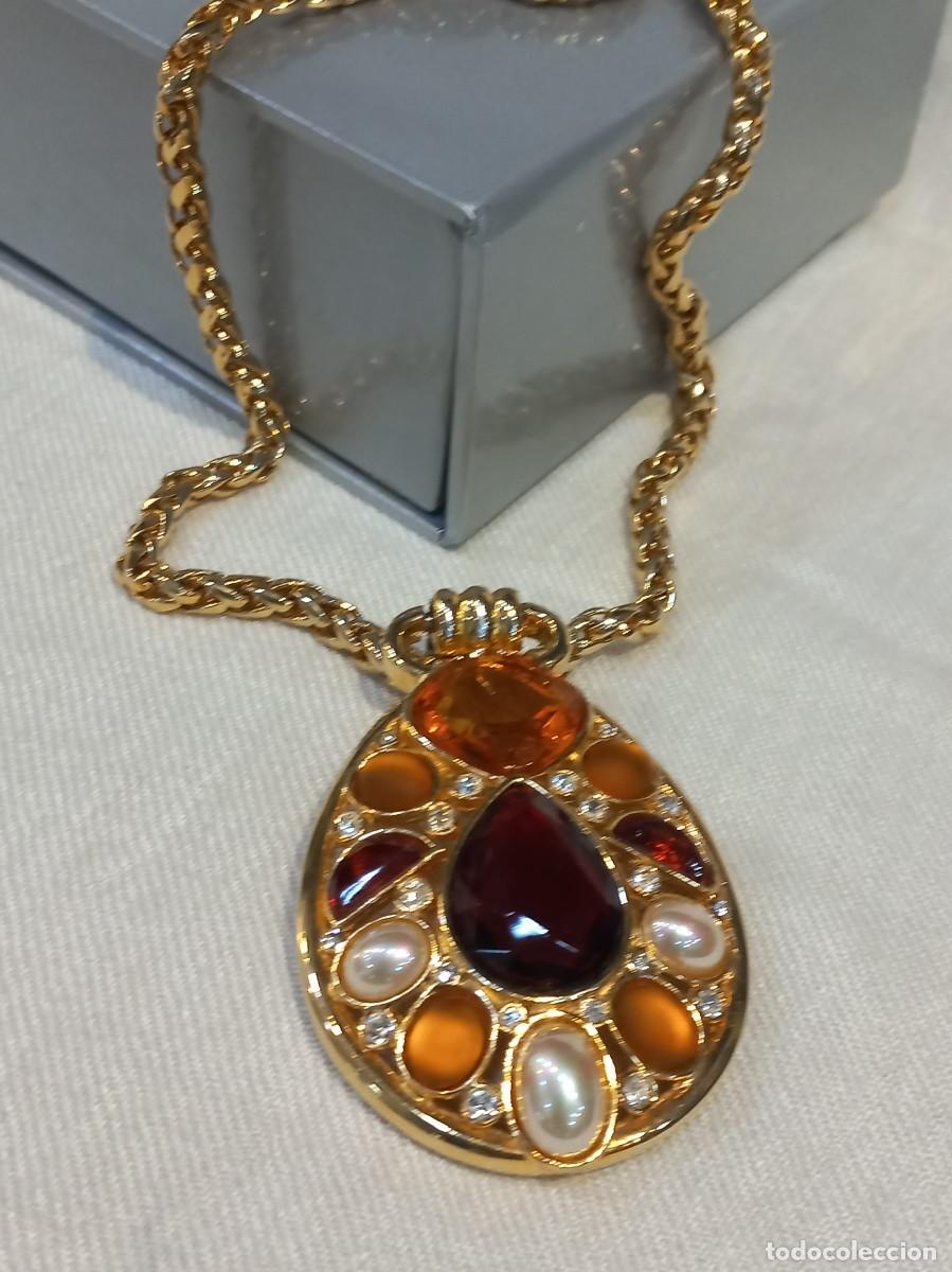 Joyeria: MEDALL&Oacute;N L&Aacute;GRIMA (46cm) cord&oacute;n-pedrer&iacute;a &aacute;mbar y perlas