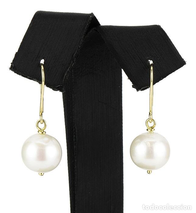Joyeria: Pendientes largos, oro amarillo 18k y perlas FreshWater