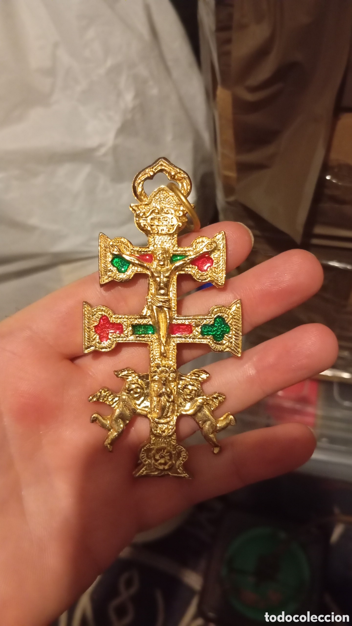 Joyeria: Cruz de Caravaca dorada con detalles - Foto 3
