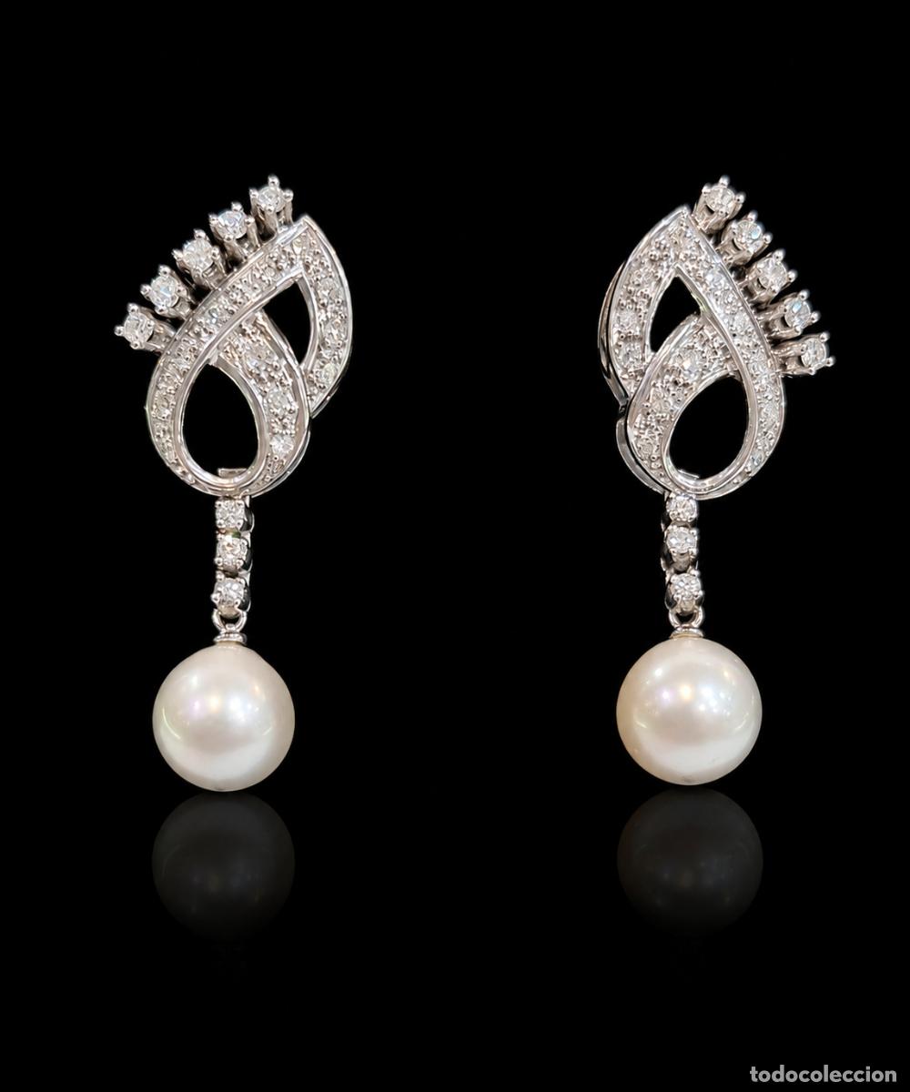 Joyeria: Antiguos pendientes de oro, diamantes y perlas