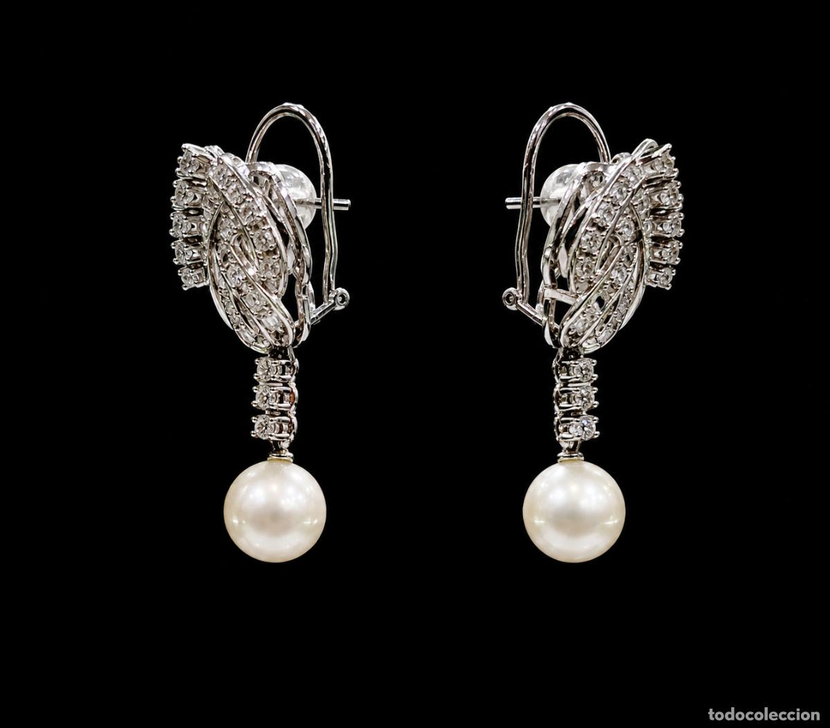 Joyeria: Antiguos pendientes de oro, diamantes y perlas - Foto 3