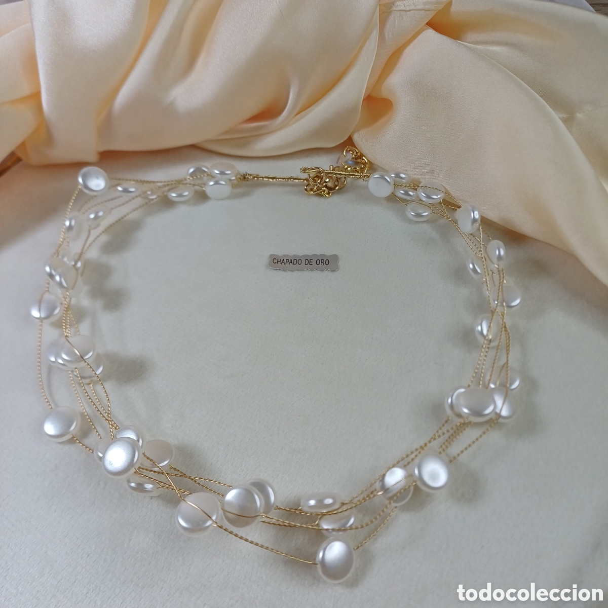 Joyeria: COLLAR PERLAS FLOTANTES chapado en oro 18 k