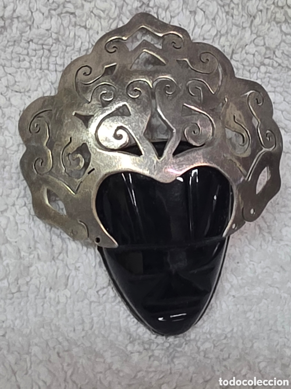 Joyeria: BROCHE VINTAGE PLATA DE LEY CORAL NEGRO