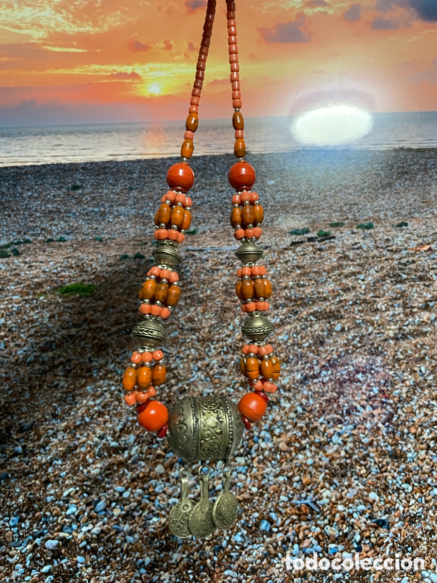 Joyeria: Collar Antiguo Bereber Plata Coral &Aacute;mbar &Eacute;tnico