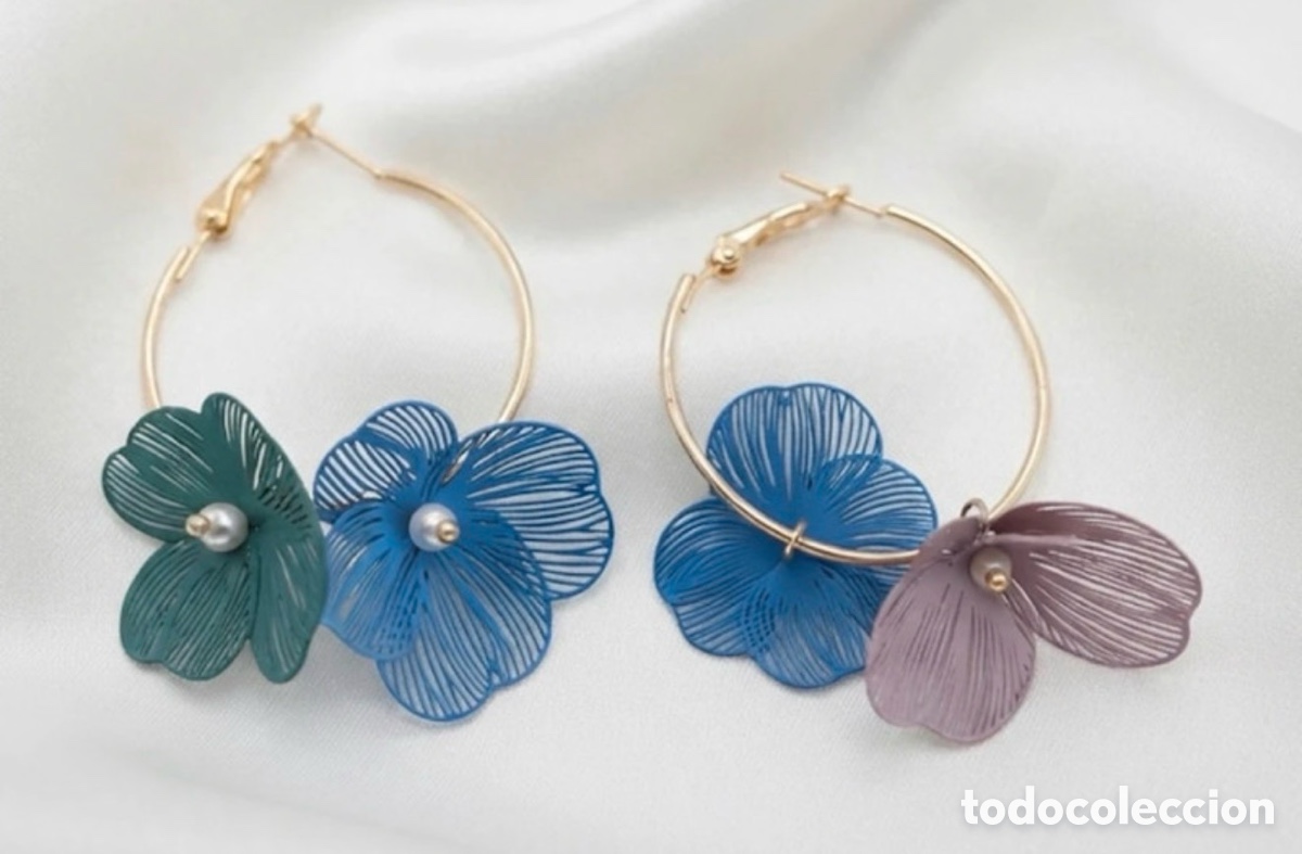 Joalharia: Pendientes azules florales