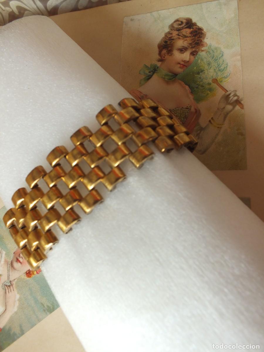 Joyeria: ANTIGUA PULSERA MODERNISTA ART DEC&Oacute; CENEFA DE ESLABONES CON ENTRELAZADO MUY TRABAJADO