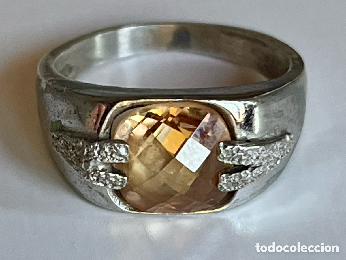 Joyeria: Exquisito anillo de plata de ley 925 de estilo vintage con cuarzo cittina