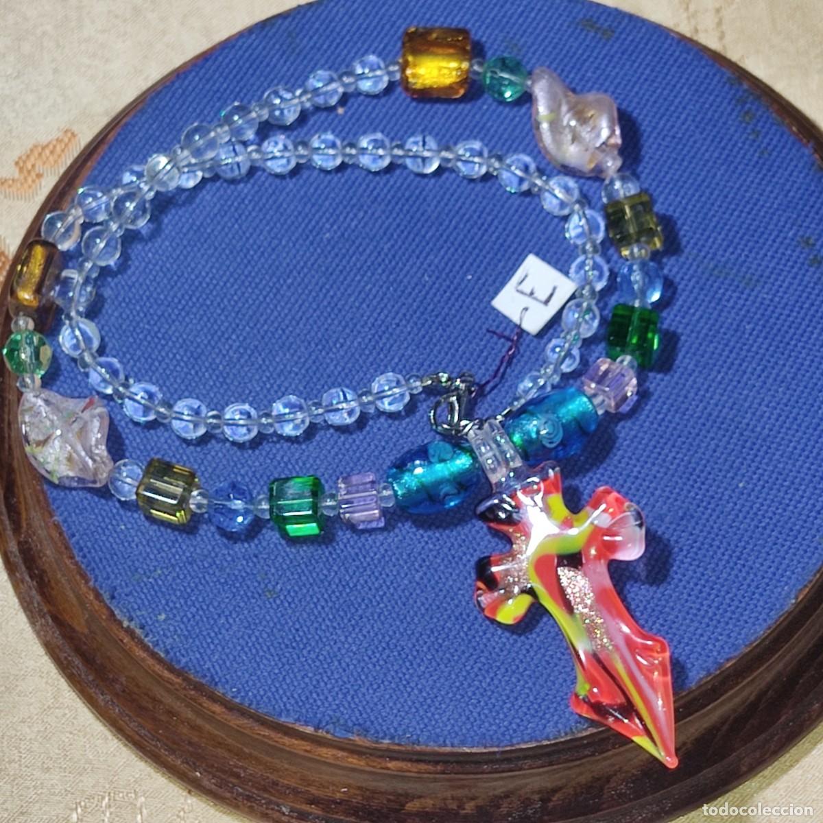 Joyeria: Collar de cristal de murano con hermosa cruz.Venecia - Italia.