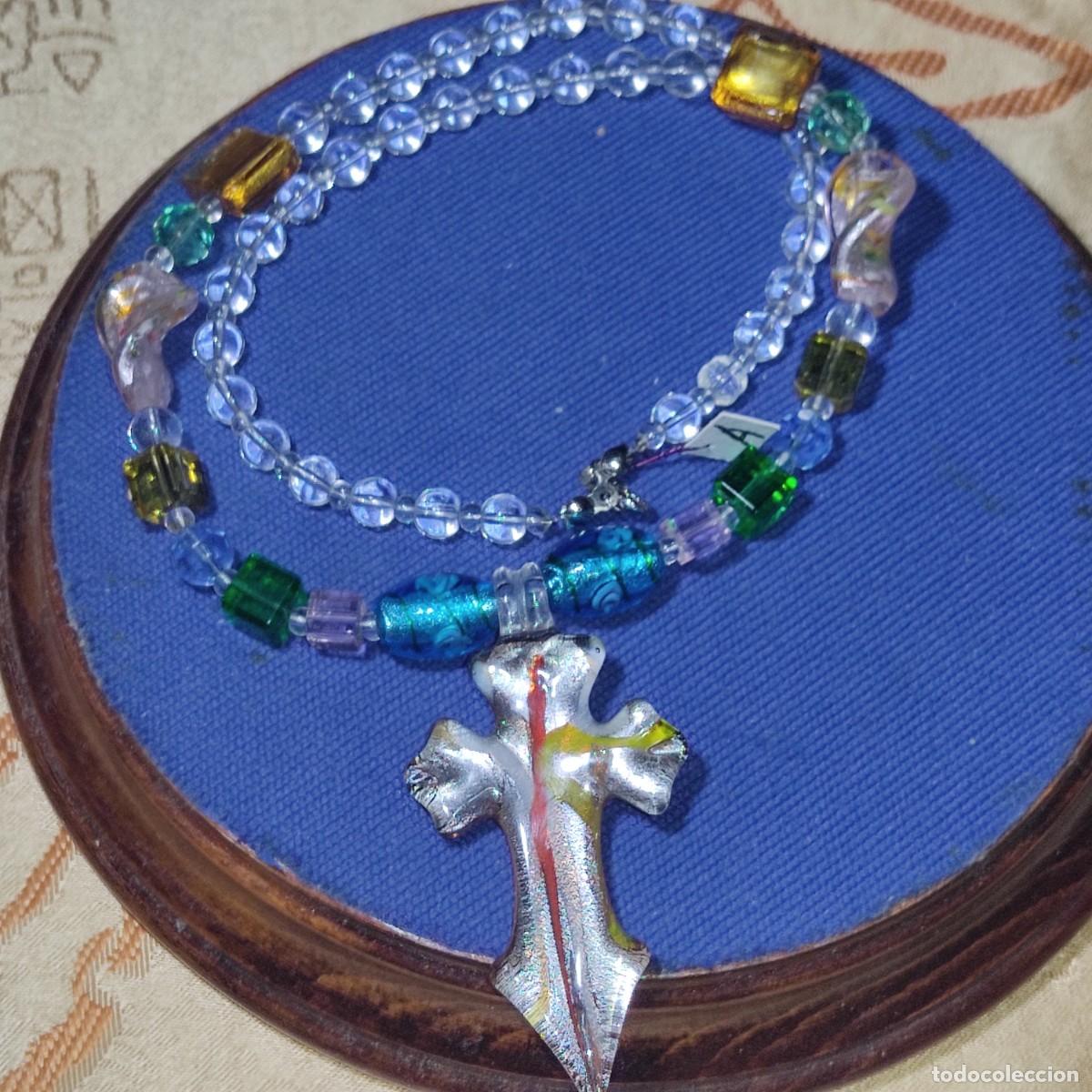 Joyeria: Collar de cristal de murano con hermosa cruz.Venecia - Italia.