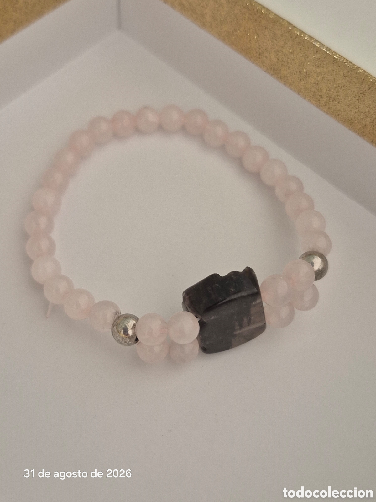 Joyeria: PRECIOSA PULSERA DE CUARZO ROSA Y TURMALINA NEGRA. REF S6 JOY ACT PULSERAS 261025