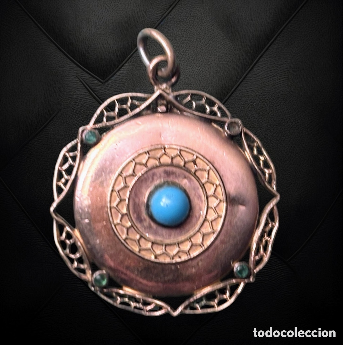 Joyeria: NTIGUO GUARDAPELO VICTORIANO S. XIX ORO RELLENO Y TURQUESA