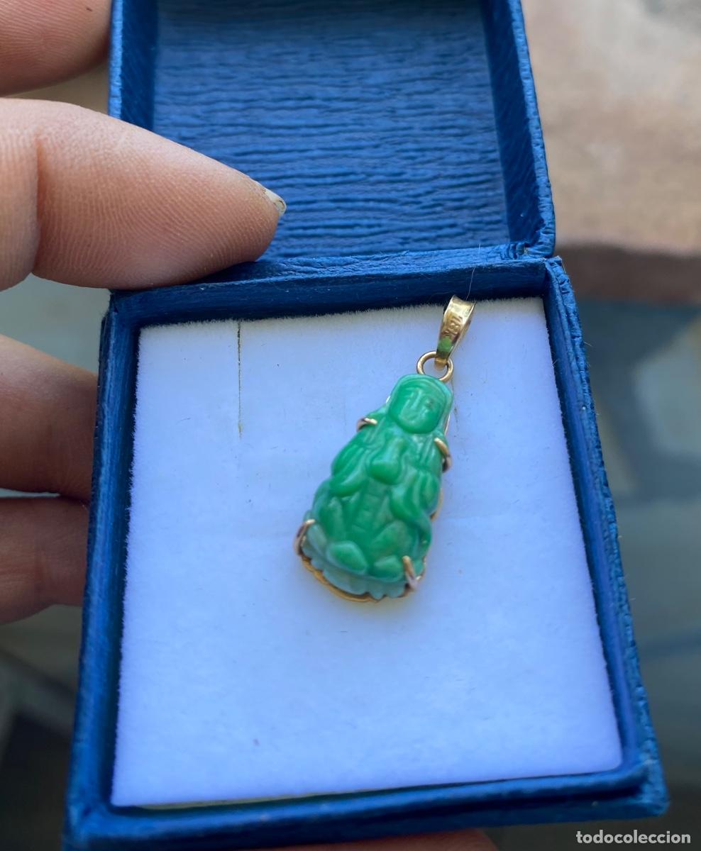 Joyeria: Antiguo colgante jade y oro 18k