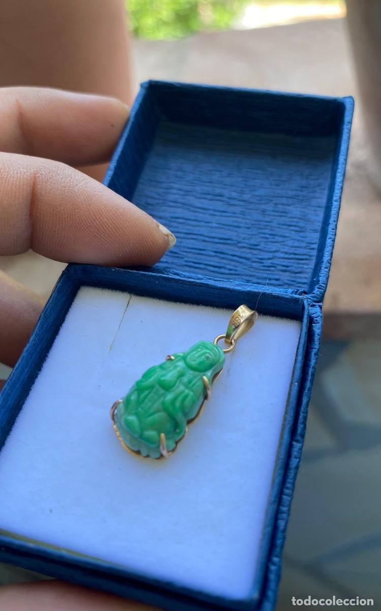 Joyeria: Antiguo colgante jade y oro 18k - Foto 2