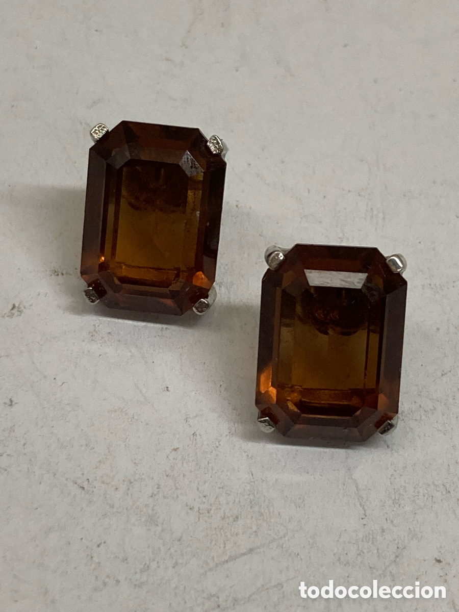 Joyeria: Pendientes de plata y topacio fume /P493