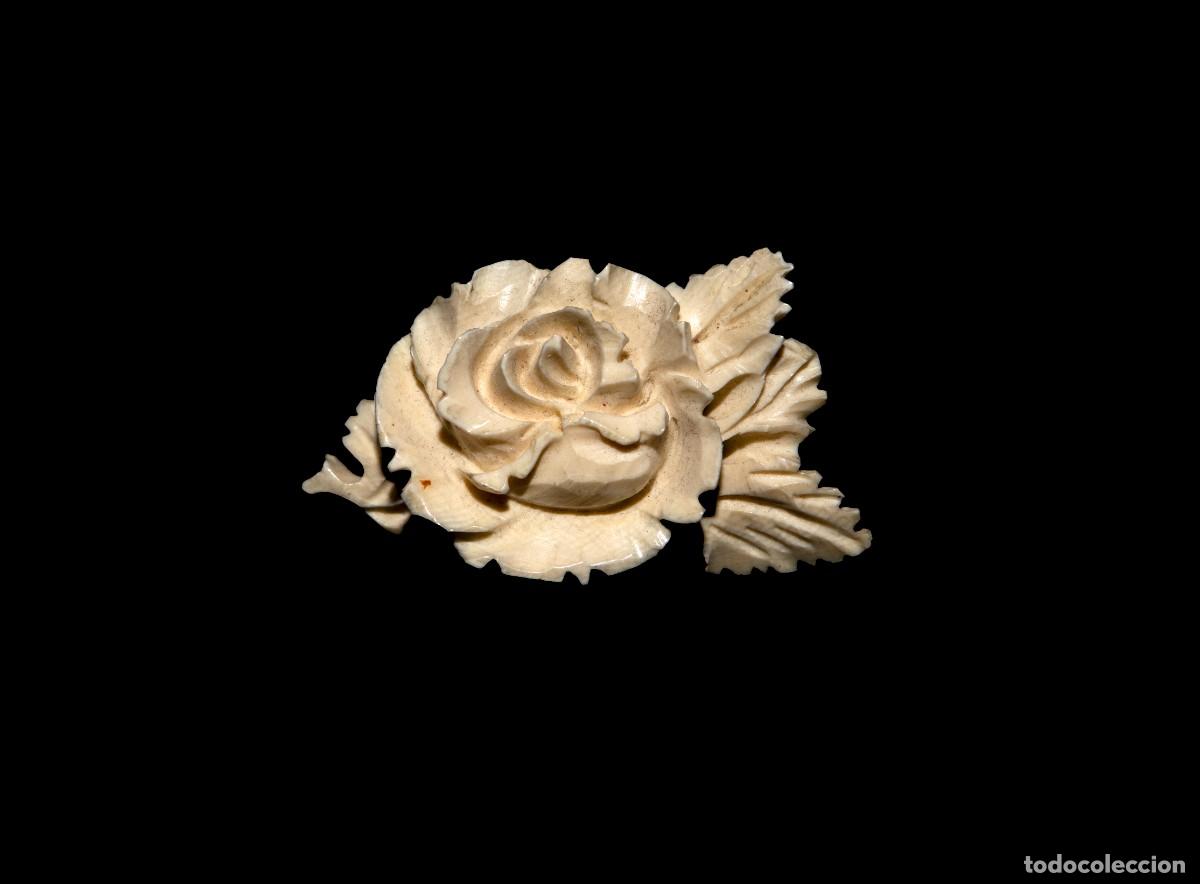 Joyeria: Colgante Flor Rosa en Hueso - Foto 1