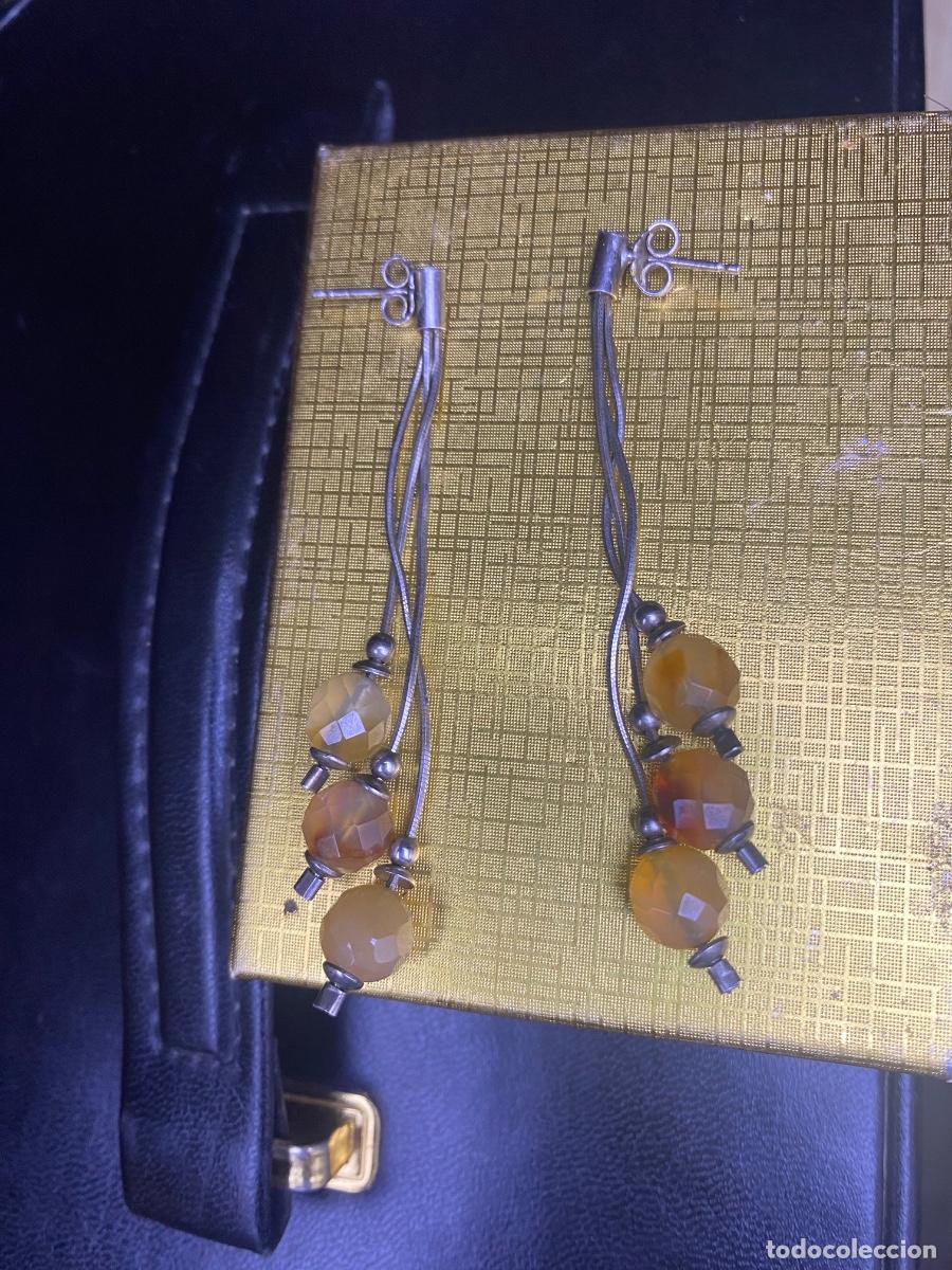 Joyeria: Pendientes largos de plata y ambar - Foto 3
