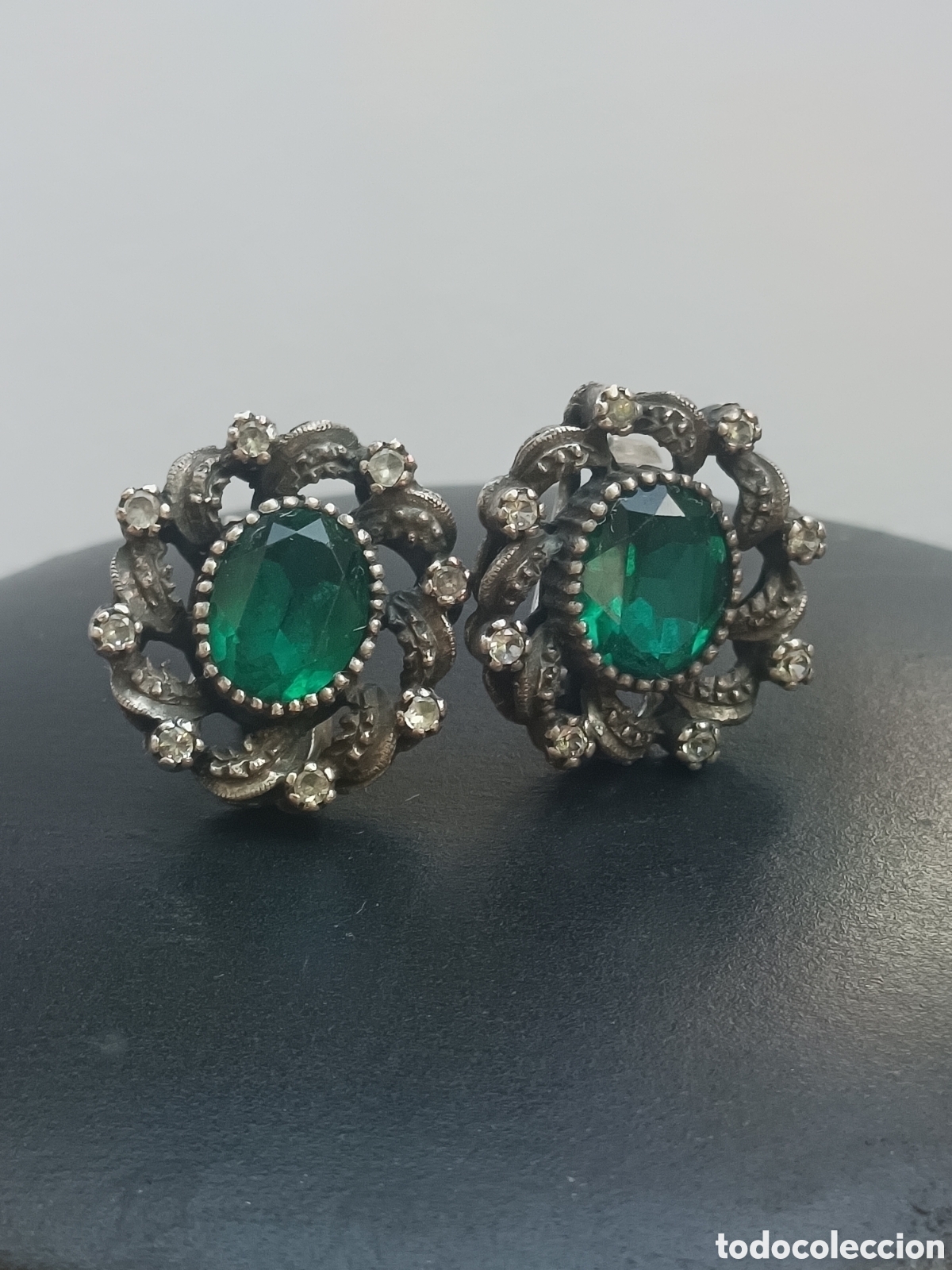 Joyeria: Pendientes piedra s&iacute;mil esmeralda en plata