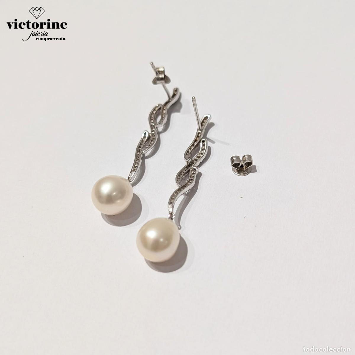 Joyeria: Pendientes largos de oro blanco, diamantes y perlas - Foto 4