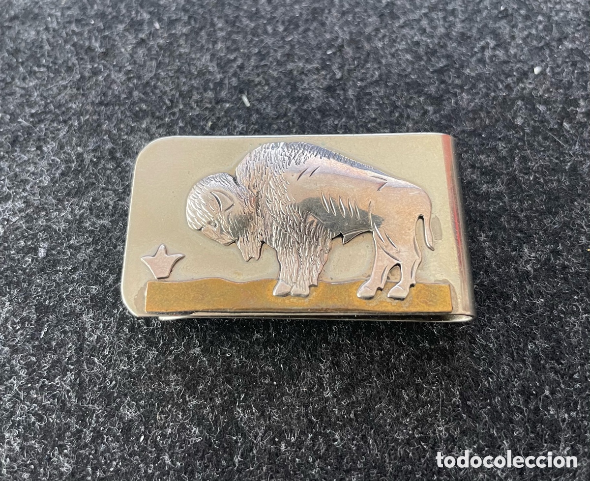 Joyeria: Money Clip vintage Southwestern con bisonte &ndash; marcado AT &ndash; Native American