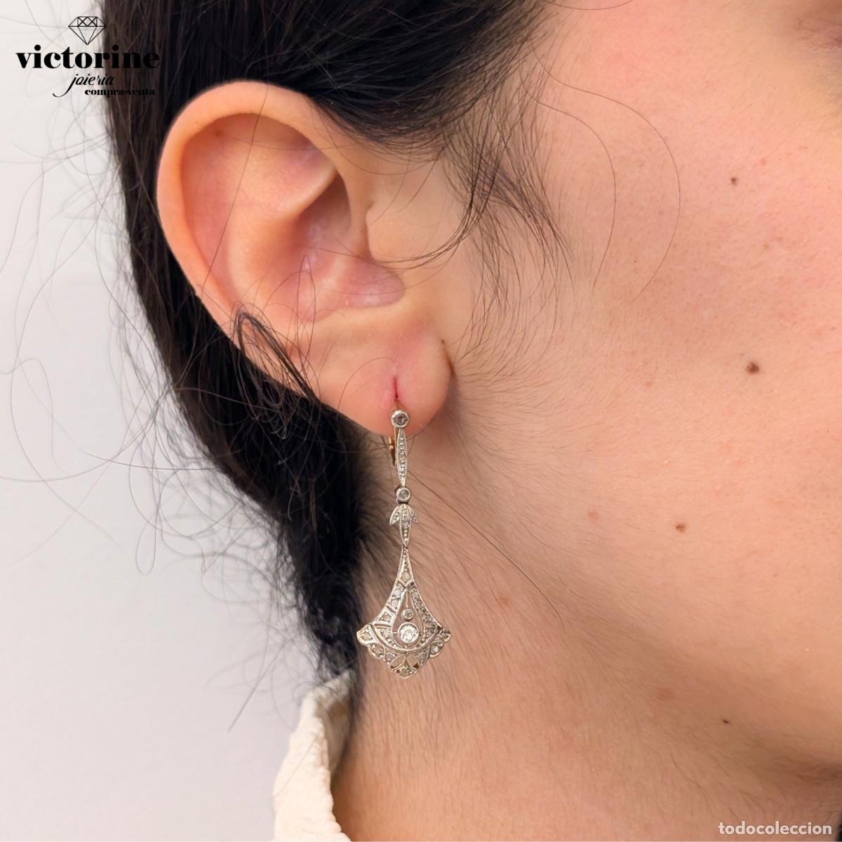 Joyeria: Pendientes a&ntilde;os 1910, oro 18K y diamantes