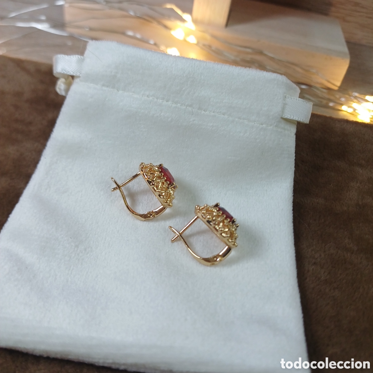 Joyeria: PENDIENTES CHAPADO ORO 18 K Y CRISTAL AMBAR - Foto 4