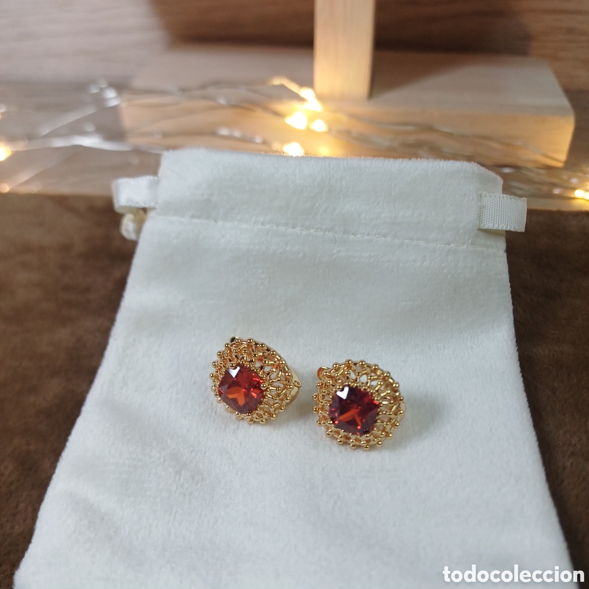 Joyeria: PENDIENTES CHAPADO ORO 18 K Y CRISTAL AMBAR - Foto 5
