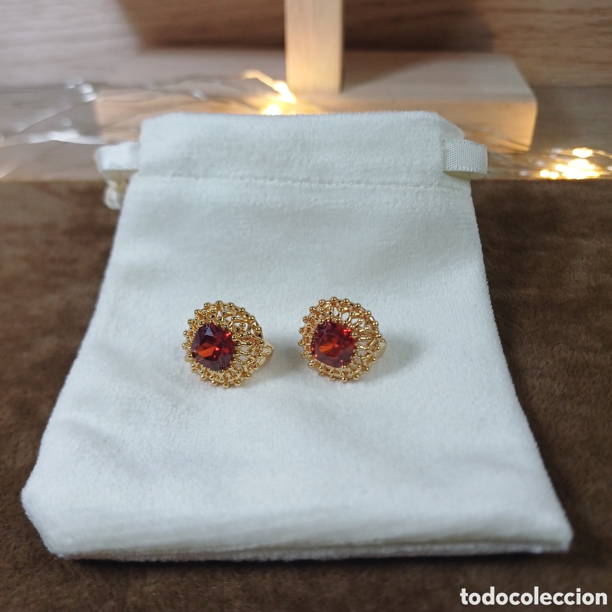Joyeria: PENDIENTES CHAPADO ORO 18 K Y CRISTAL AMBAR - Foto 1