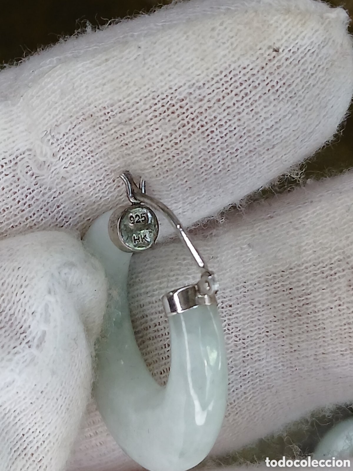Joyeria: L224J11 Argollas de jade y plata - Foto 2