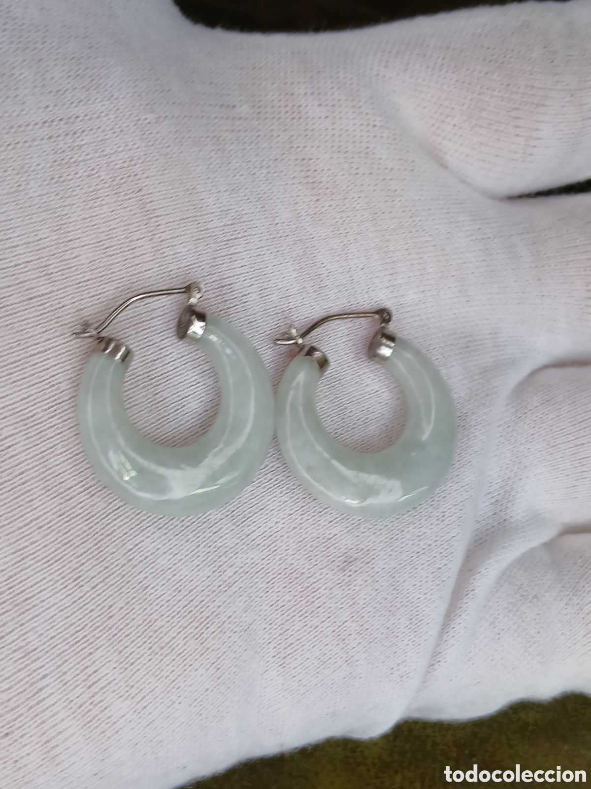 Joyeria: L224J11 Argollas de jade y plata