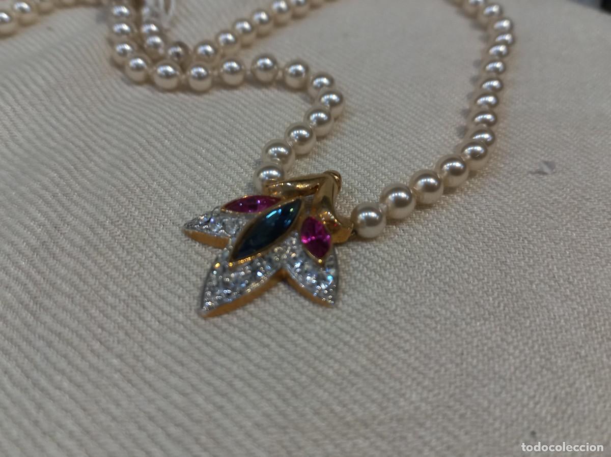 Joyeria: COLLAR PERLAS con CENTRO &uml;EDUAR&uml; tr&eacute;bol (azul-malva) - Foto 3