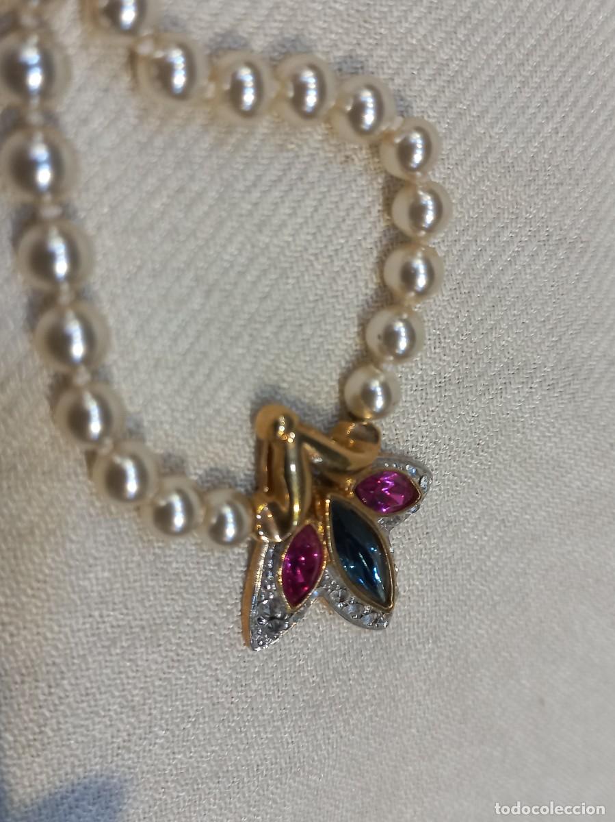 Joyeria: COLLAR PERLAS con CENTRO &uml;EDUAR&uml; tr&eacute;bol (azul-malva) - Foto 4