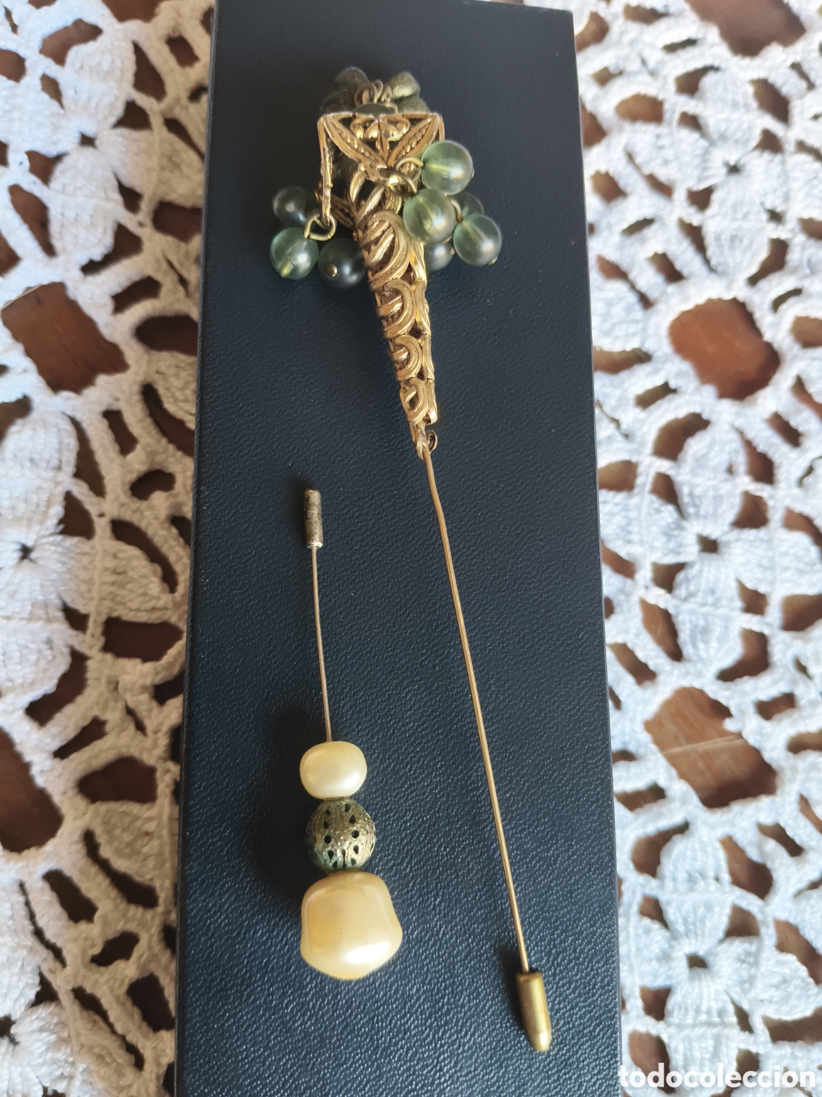 Joyeria: Antiguo par de alfileres de sombrero - Foto 1
