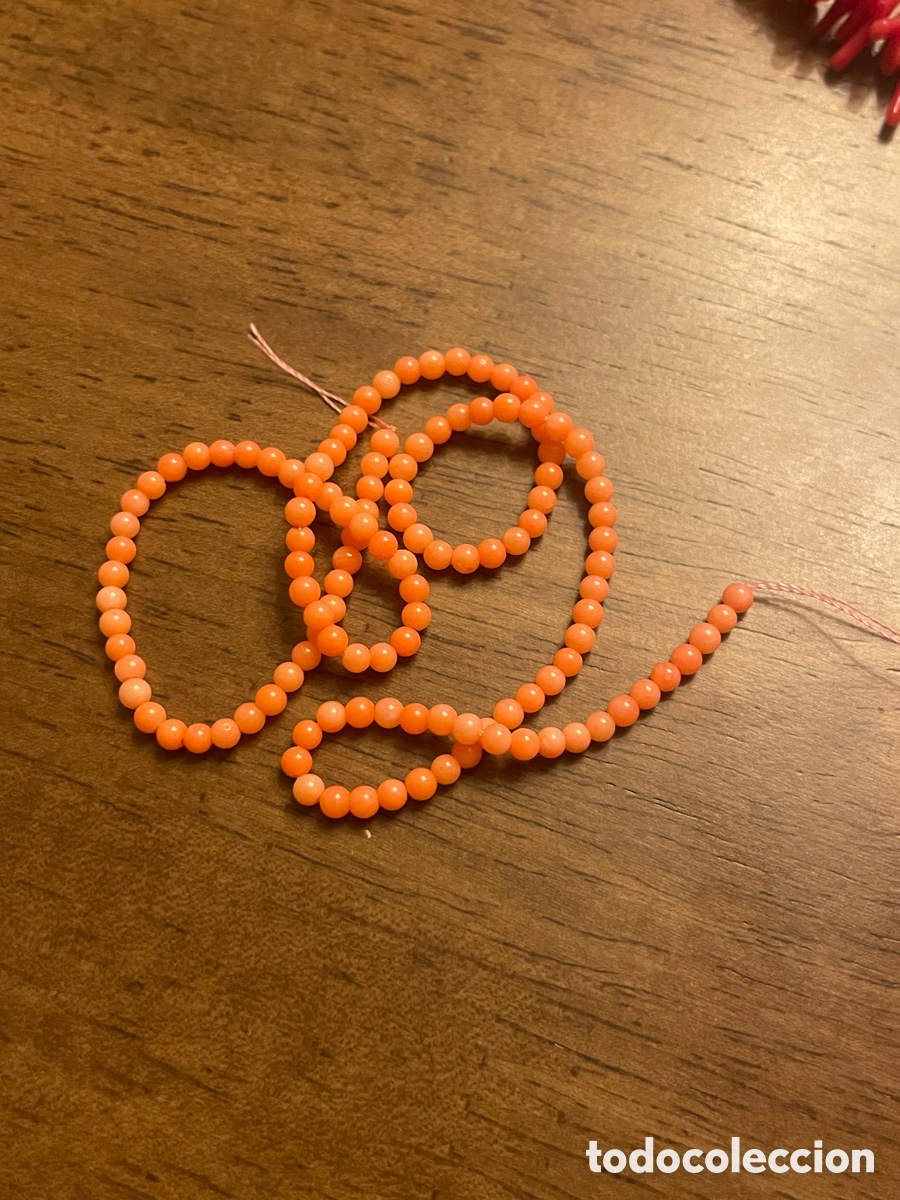 Joyeria: Hilo de coral rosa esferas