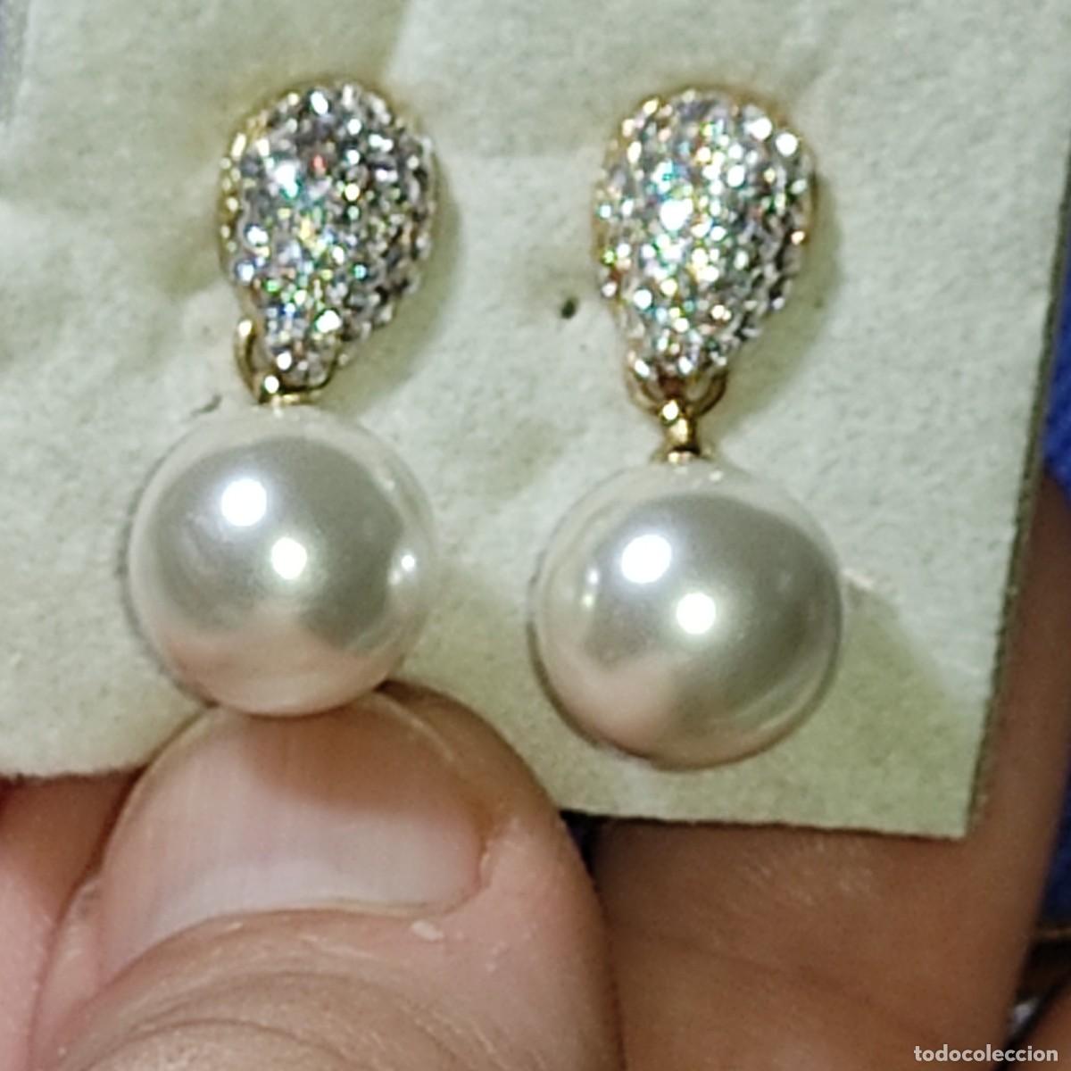 Joyeria: Pendientes de perlas y brillantitos o circonitas.Vintage.