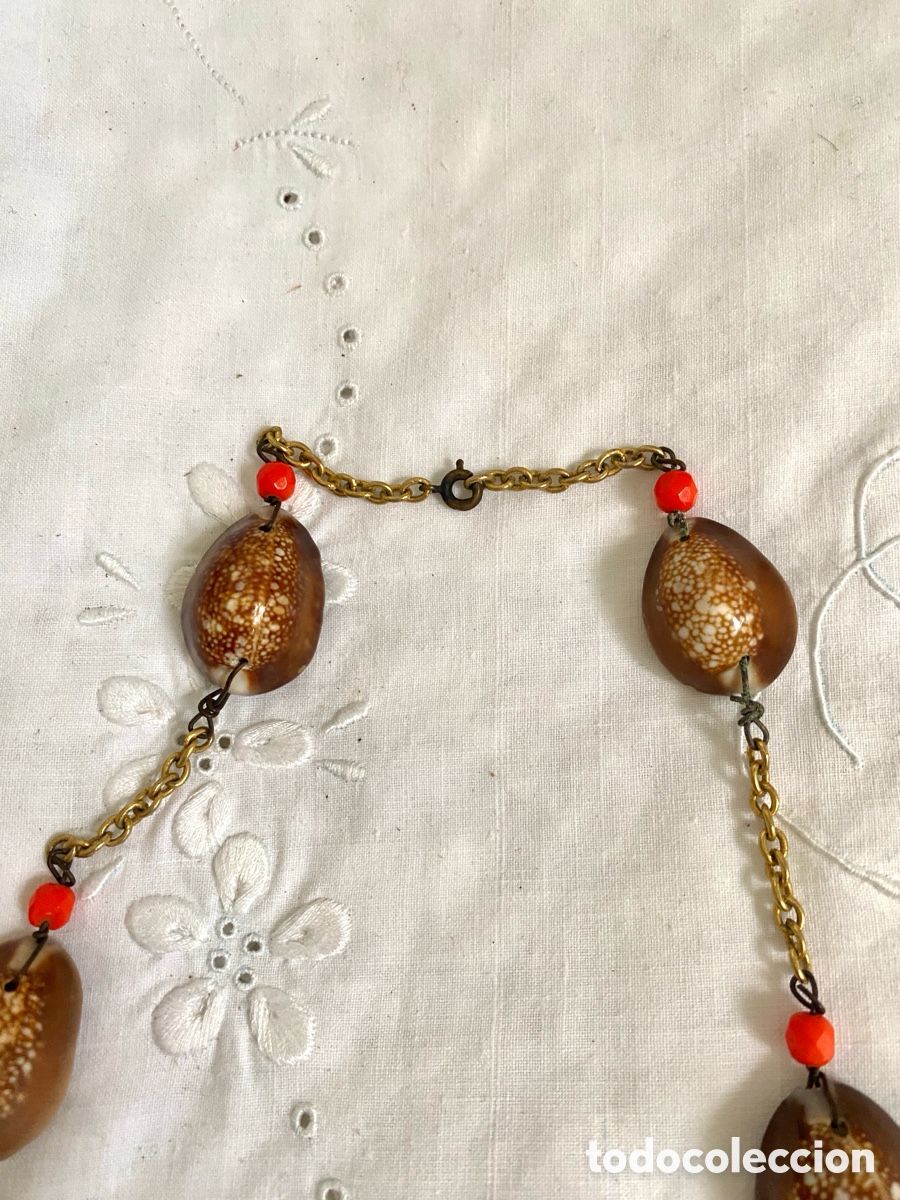 Joyeria: Antiguo collar de conchas y Cristal - Foto 3