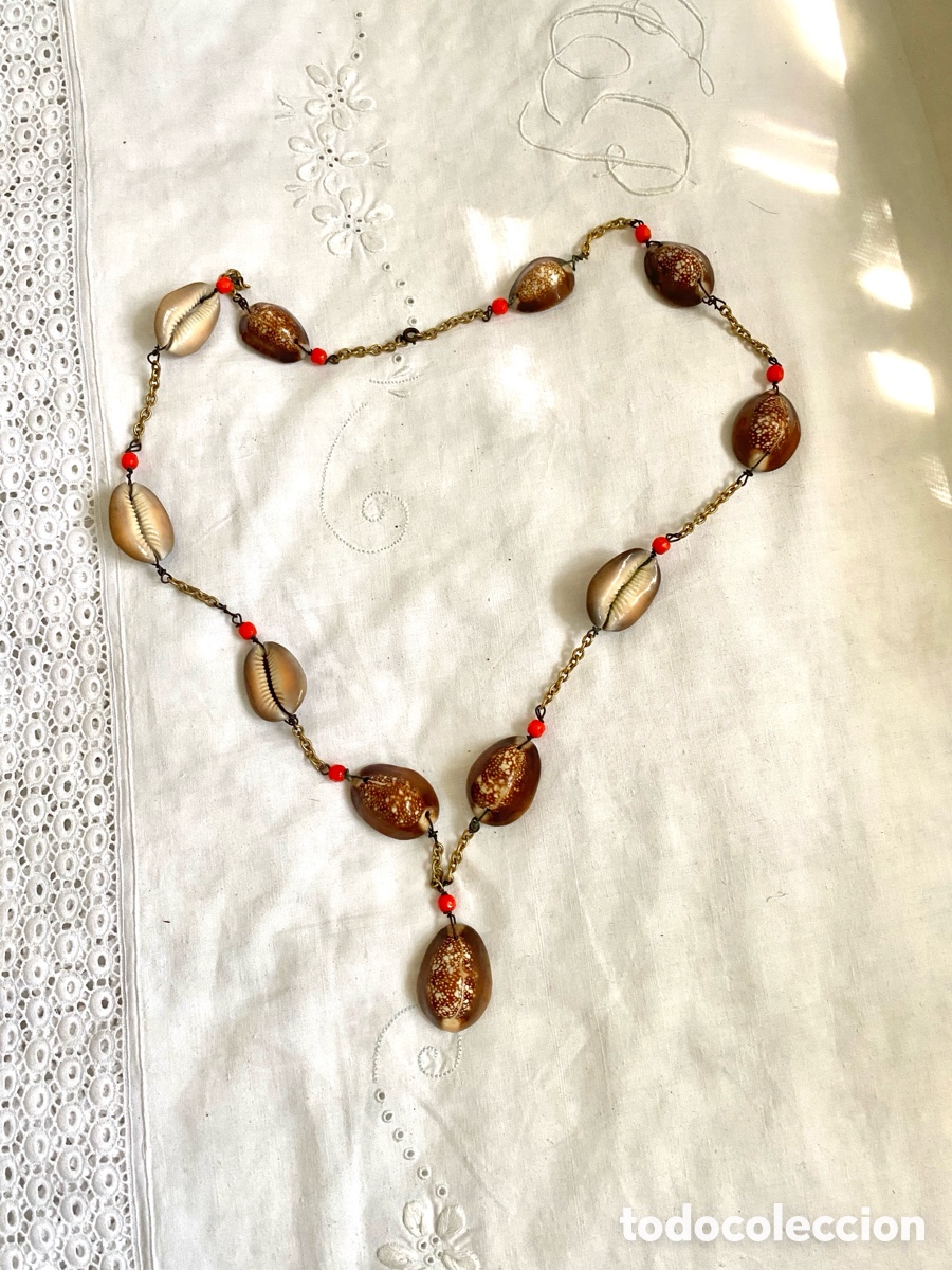 Joyeria: Antiguo collar de conchas y Cristal - Foto 5