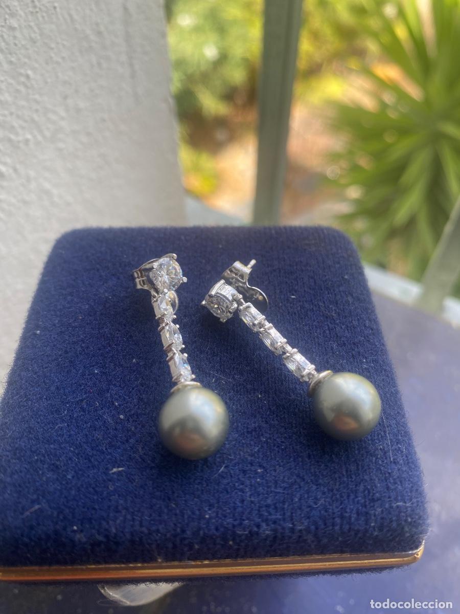 Joyeria: Pendientes perlas gris y plata